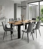 Išskleidžiamas valgomojo stalas su ąžuolo imitacijos stalviršiu 120-160x80 cm – Paveikslėlis 5