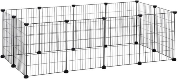 Juodas modulinis metalinis maniežas mažiems gyvūnams