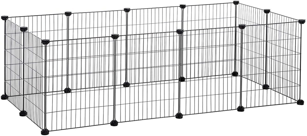 Juodas modulinis metalinis maniežas mažiems gyvūnams