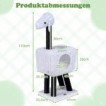 Kačių draskyklė-bokštas su PE rotango nameliu ir sizalio stulpais (Juoda ir balta) – Paveikslėlis 2
