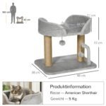 Kačių draskyklė su džiuto stulpu ir platforma, 42 cm aukščio – Paveikslėlis 3