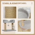 Kačių draskyklė su džiuto stulpu ir platforma, 42 cm aukščio – Paveikslėlis 4