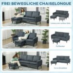 Kampinė 3 vietų sofa su perkeliamu pufu ir kordiniu apmušalu – Paveikslėlis 4