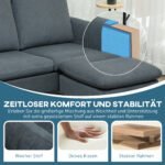 Kampinė 3 vietų sofa su perkeliamu pufu ir kordiniu apmušalu – Paveikslėlis 8