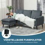Kampinė 3 vietų sofa su perkeliamu pufu ir kordiniu apmušalu – Paveikslėlis 9