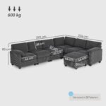 Kampinė U formos modulinė sofa su kišeninėmis spyruoklėmis gofruotu audiniu – Paveikslėlis 3