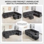 Kampinė U formos modulinė sofa su kišeninėmis spyruoklėmis gofruotu audiniu – Paveikslėlis 4