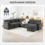 Kampinė U formos modulinė sofa su kišeninėmis spyruoklėmis gofruotu audiniu – Paveikslėlis 7