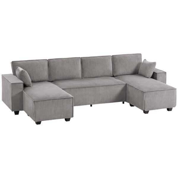 Kampinė U formos sofa su dviem šezlongais