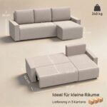 Kampinė trivietė sofa-lova su keičiama šezlongo puse, patalynės dėže – Paveikslėlis 3