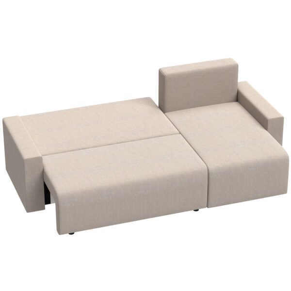 Kampinė trivietė sofa-lova su keičiama šezlongo puse