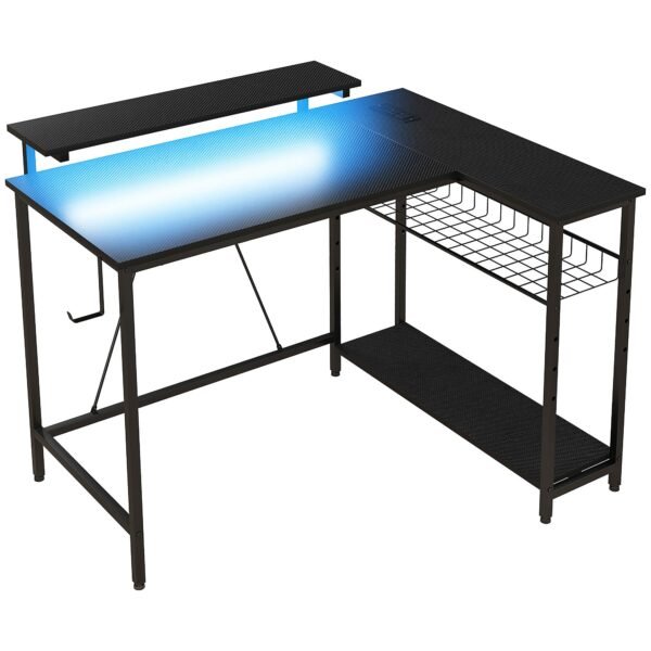 Kampinis kompiuterinis stalas su LED
