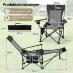 Kempingo kėdžių komplektas su nuimama pakoja ir reguliuojamu atlošu 2 vnt. (Pilka) – Paveikslėlis 2