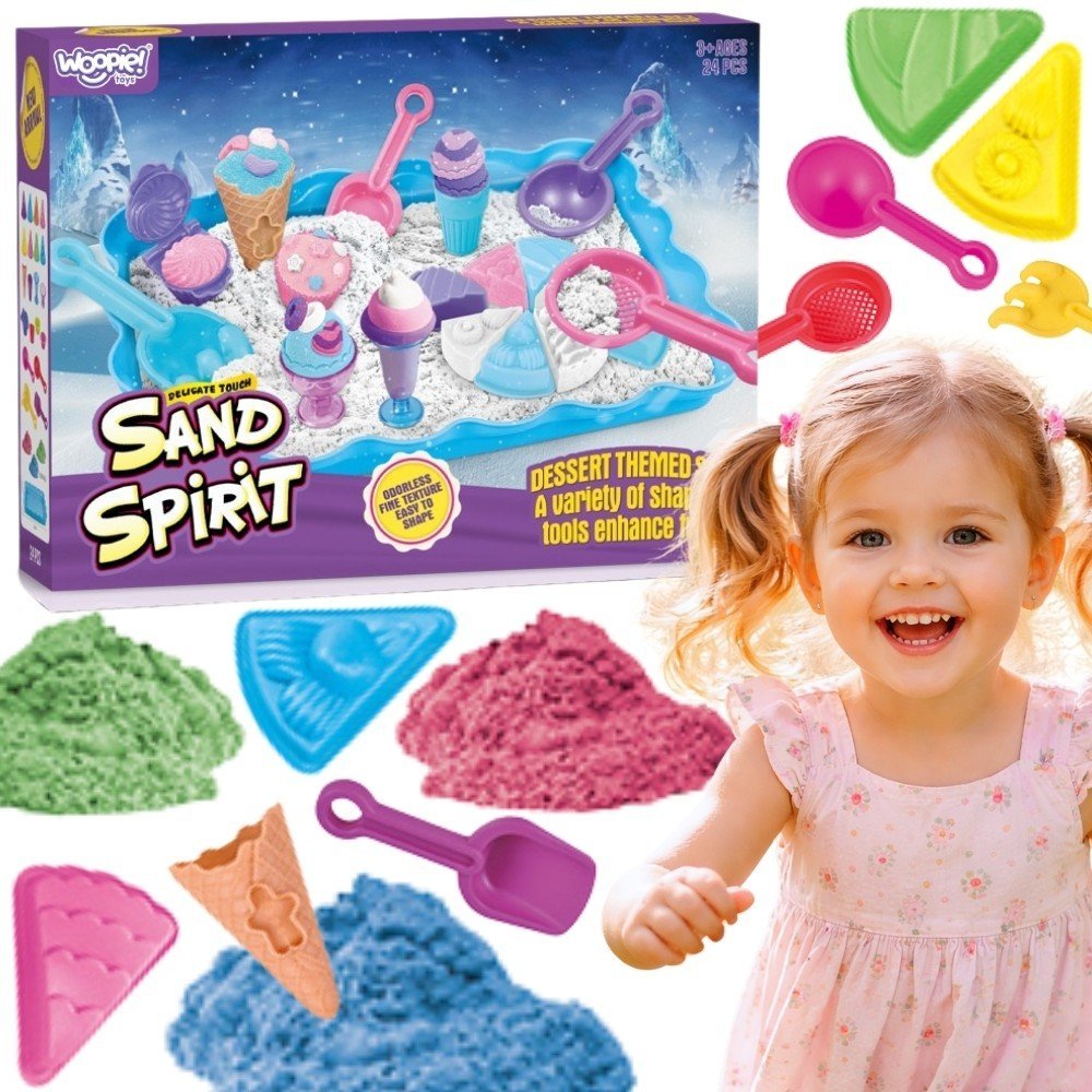 Kinetinio smėlio rinkinys ledainės desertams su formelėmis 24 dalių Kinetinio smėlio rinkinys ledainės desertams su formelėmis 24 dalių