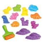 Kinetinio smėlio rinkinys su dinozaurų formelėmis 13 dalių
