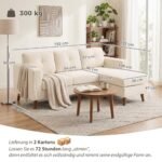 Kompaktiška gofruoto audinio kampinė trivietė sofa su keičiama šezlongo puse