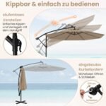 Konsolinis sodo skėtis nuo saulės su saulės LED apšvietimu Ø350 cm (Ruda) – Paveikslėlis 2