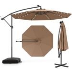 Konsolinis skėtis nuo saulės su saulės LED apšvietimu Ø350 cm (Ruda)