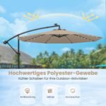 Konsolinis sodo skėtis nuo saulės su saulės LED apšvietimu Ø350 cm (Ruda) – Paveikslėlis 4