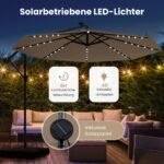 Konsolinis sodo skėtis nuo saulės su saulės LED apšvietimu Ø350 cm (Ruda) – Paveikslėlis 5