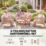 Lauko baldų komplektas 4 vietų, PE ratano, su WPC stalu – Paveikslėlis 4