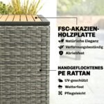 Lauko daiktadėžė su akacijos staliuku, 450 l, poliratano, atspari vandeniui – Paveikslėlis 8