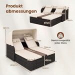 Lauko dvigulė saulės sala su reguliuojamais atlošais ir išskleidžiamu stogeliu (Smėlio spalvos)