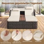 Lauko dvigulė saulės sala su reguliuojamais atlošais ir išskleidžiamu stogeliu (Smėlio spalvos)