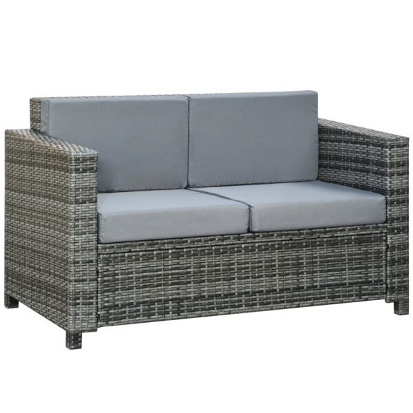 Lauko dvivietė ratano stiliaus sofa su pagalvėlėmis