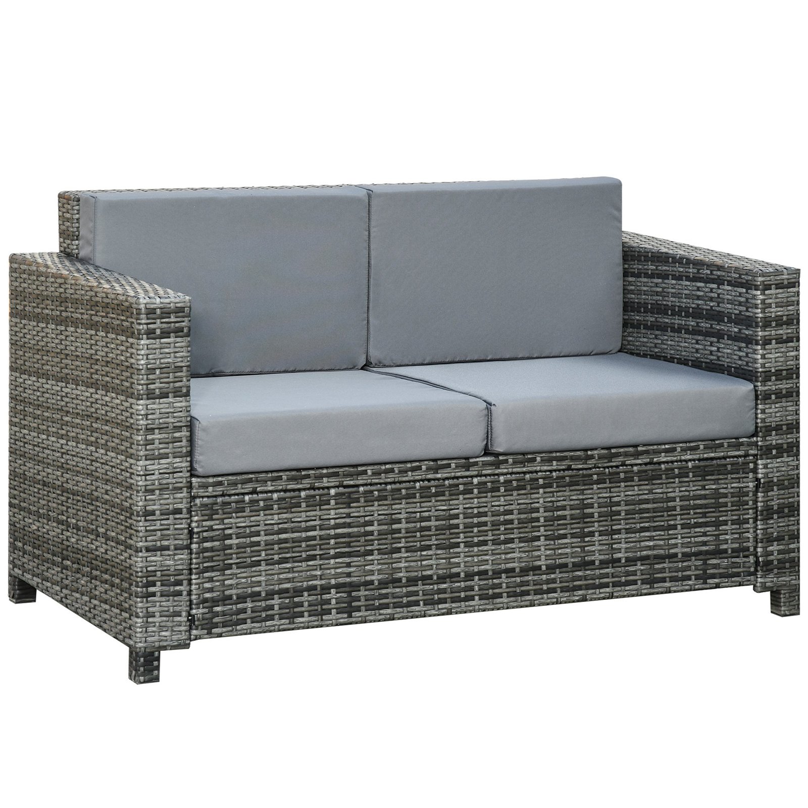 Lauko dvivietė ratano stiliaus sofa su pagalvėlėmis