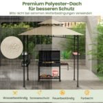 Lauko grilio pavėsinė su dvigubu stogu ir šoninėmis lentynomis (Smėlio) – Paveikslėlis 5