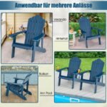 Lauko kėdžių komplektas Adirondack su paslepiamu gėrimų laikikliu (Mėlyna)