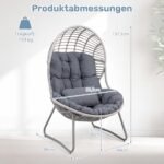 Lauko krėslas erdvus PE-ratano kiaušinio formos (Pilka) – Paveikslėlis 2