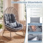 Lauko krėslas erdvus PE-ratano kiaušinio formos (Pilka) – Paveikslėlis 4