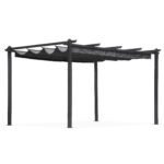 Lauko pergola 3x4 m, plieninė, su reguliuojamu pilku stogeliu – Paveikslėlis 6