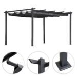 Lauko pergola 3x4 m, plieninė, su reguliuojamu pilku stogeliu – Paveikslėlis 7