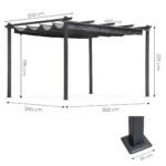 Lauko pergola 3x4 m, plieninė, su reguliuojamu pilku stogeliu – Paveikslėlis 8