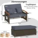 Lauko poilsio komplektas reguliuojamas saulės skėtis ir modulinis dvigulis gultas (Pilka) – Paveikslėlis 3