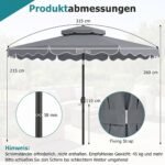 Lauko skėtis 3x3m su pasukama rankena ir reguliuojamu kampu (Pilka)