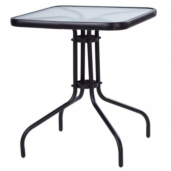 Lauko stalas su 60x60 cm stikliniu stalviršiu