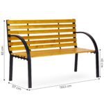 Lauko suoliukas su medine sėdyne ir atlošu, plieniniu rėmu, 122x57 cm – Paveikslėlis 10