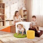 Lavinamasis 6 dalių putplasčio blokelių rinkinys su aksominiu užvalkalu (Balta) – Paveikslėlis 3