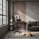 Lofto stiliaus kompiuterinis stalas su lentyna 120x60 cm – Paveikslėlis 3