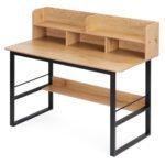 Lofto stiliaus kompiuterinis stalas su penkių lentynų antstatu 120x60 cm – Paveikslėlis 6