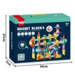 Magnetinė 3D kamuoliukų trasa su šviečiančiais kamuoliukais, 105 detalių