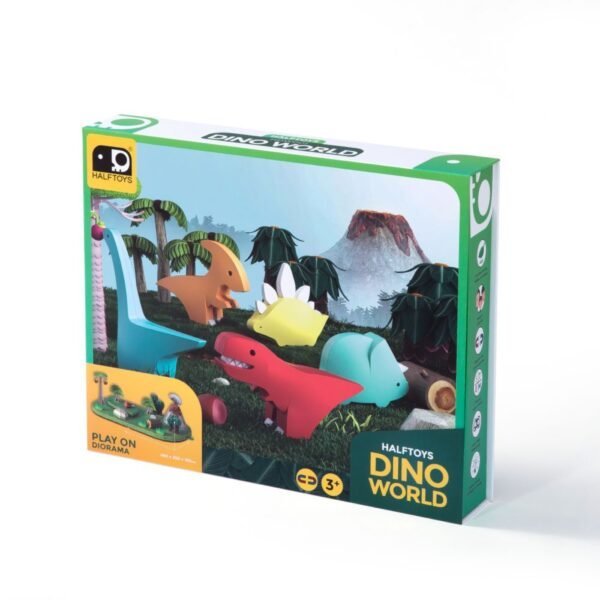 Magnetinis 3D dinozaurų konstruktorius su diorama