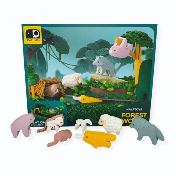 Magnetinis konstravimo rinkinys miško gyvūnų diorama