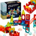 Magnetinis konstruktorius šviečiančiai rutuliukų trasai