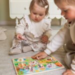 Medinė montessori ūkio dėlionė su rankenėlėmis