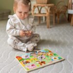 Medinė montessori ūkio dėlionė su rankenėlėmis